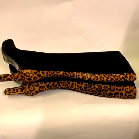 Alfani Step N Flex Tadashi heeled boot in black suede and leopard print … - Picture 3 of 10